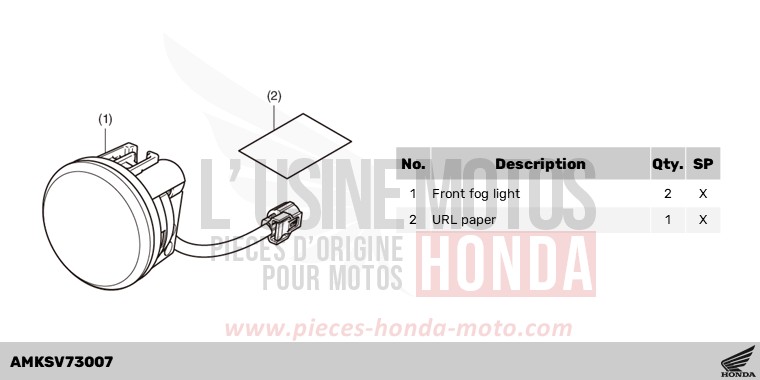 KIT,FR FOG LIGHT de Africa Twin DCT GRAND PRIX RED (R380B) 2024